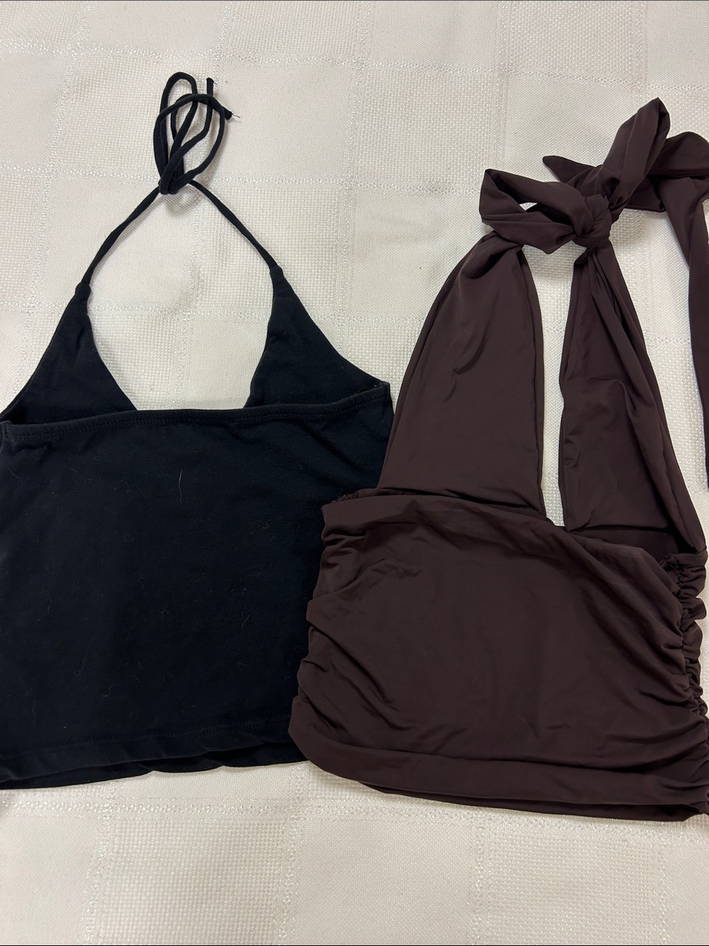 Black and Brown Halter Crop Tops with Tie Neck set of 2 image 5